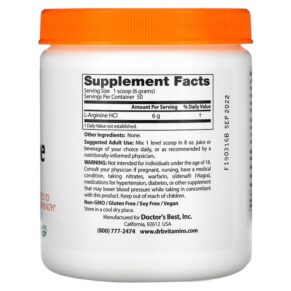 Doctor's Best Pure L-Arginine Powder 10.6 oz (300 g) 753950003743
