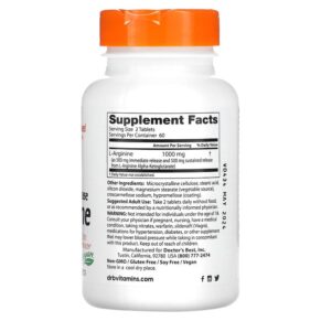 Doctor's Best Sustained Plus Immediate Release L-Arginine 500 mg 120 Bilayer Tablets 3 Doctor's Best Sustained Plus Immediate Release L-Arginine 500 mg 120 Bilayer Tablets 753950002005