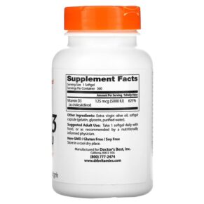 Doctor's Best Vitamin D3 125 mcg (5.000 IU) 360 Softgels 753950002500