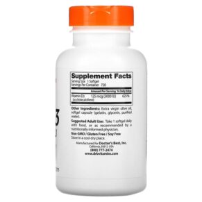 Doctor's Best Vitamin D3 125 mcg (5.000 IU) 720 Softgels 753950003637