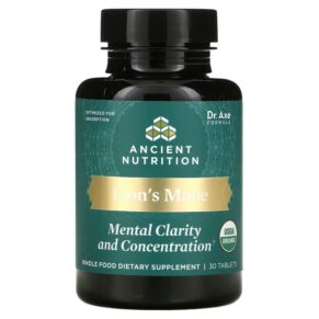 Dr. Axe/Ancient Nutrition Lion's Mane Mental Clarity & Concentration 30 viên 816401025524