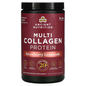 Dr. Axe/Ancient Nutrition Multi Collagen Protein Strawberry Lemonade 9.65 oz (273.6 g) 816401024473