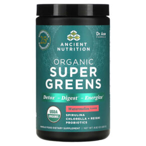 Dr. Axe/Ancient Nutrition Organics Super Greens Watermelon 8.82 oz (250 g) 816401025746