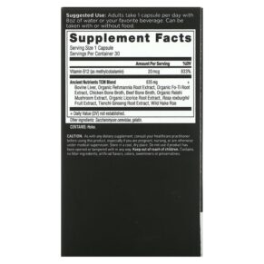 Dr. Axe / Ancient Nutrition Vitamin B-12 30 Capsules 3 Dr. Axe / Ancient Nutrition Vitamin B-12 30 Capsules 816401023353