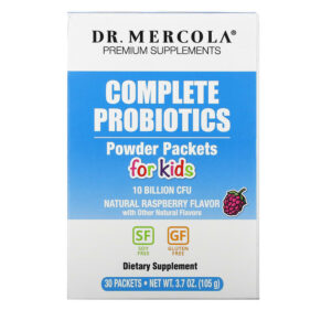 Dr. Mercola Complete Probiotics Powder gói for Kids Natural Raspberry 10 Billion CFU 30 gói 0.12 oz (3.5 g) 813006011983