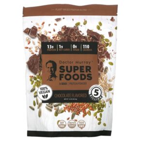 Dr. Murray's Super Foods 3 Seed (Pumpkin Flax Sunflower) Vegan Protein Powder Chocolate 16 oz (453.5 g) 850010353180