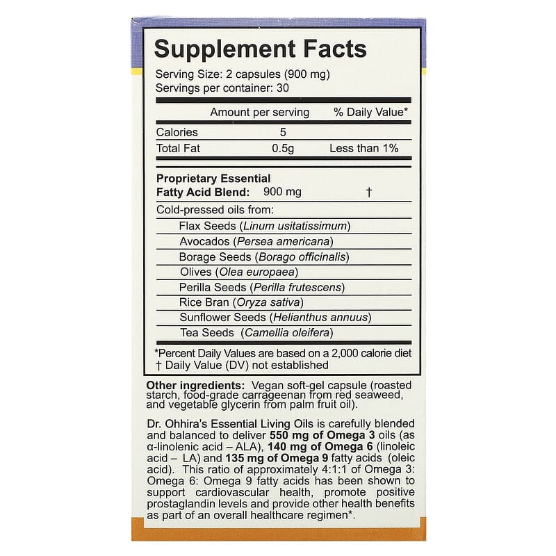 Dr. Ohhira's Essential Formulas Inc. Essential Living Oils 60 Capsules 8 Thành phần vi chất Dr. Ohhira's Essential Formulas Inc. Essential Living Oils 60 viên 695927121329