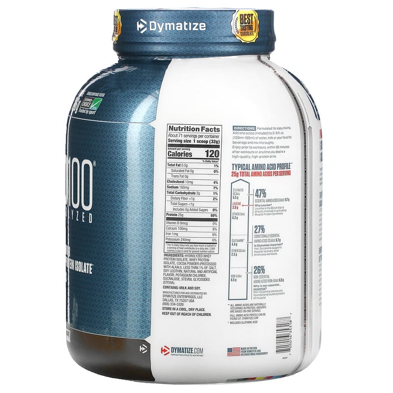 Dymatize ISO100 Hydrolyzed 100% Whey Protein Isolate Gourmet Chocolate 5 lb (2.3 kg) 8 Thành phần vi chất Dymatize ISO100 Hydrolyzed 100% Whey Protein Isolate Gourmet Chocolate 5 lb (2.3 kg) 705016353187