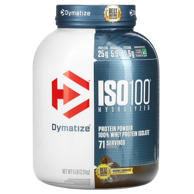 Dymatize ISO100 Hydrolyzed 100% Whey Protein Isolate Gourmet Chocolate 5 lb (2.3 kg) 1 Dymatize ISO100 Hydrolyzed 100% Whey Protein Isolate Gourmet Chocolate 5 lb (2.3 kg) 705016353187