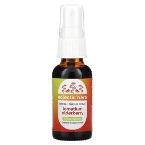 Eclectic Institute Herbal Throat Spray Lomatium Elderberry 1 fl oz (30 ml) 023363221158