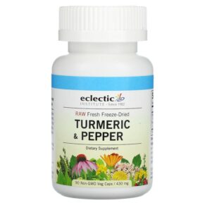 Eclectic Institute Raw Fresh Freeze-Dried Turmeric & Pepper 430 mg 90 Non-GMO viên 023363319114