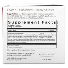 Econugenics Padma Basic 180 Capsules 3 Econugenics Padma Basic 180 Capsules 049347019016