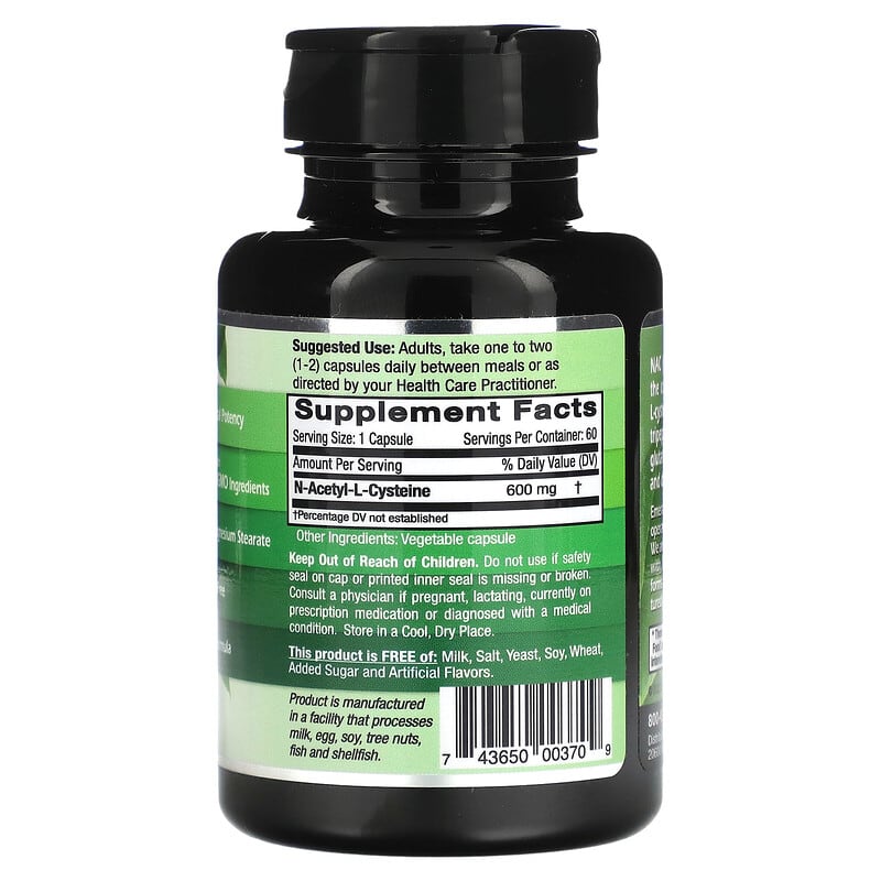 Emerald Laboratories NAC Vegan 600 mg 60 Vegetable Caps 8 Thành phần vi chất Emerald Laboratories NAC Vegan 600 mg 60 viên 743650003709