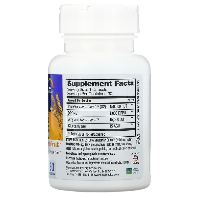 Enzymedica GlutenEase Extra Strength 30 Capsules 8 Thành phần vi chất Enzymedica GlutenEase Extra Strength 30 viên 670480120101