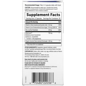 Enzymedica Immune Max Black Elderberry with Vitamins C & D3 Zinc 60 Capsules 670480220368