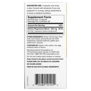 Enzymedica Magnesium Motion 60 Capsules 670480101254
