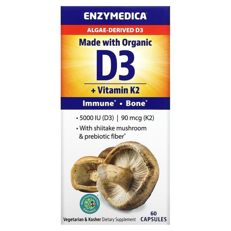 Enzymedica Organic D3 + Vitamin K2 60 Capsules 1 Enzymedica Organic D3 + Vitamin K2 60 viên 670480101292