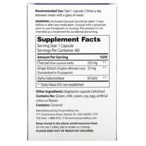 Enzymedica Purify Activated Charcoal Plus 60 Capsules 670480100653