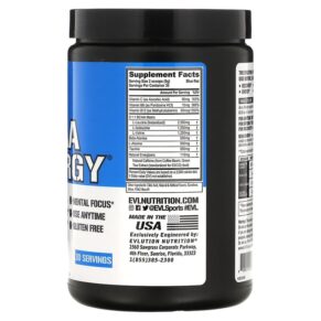 EVLution Nutrition BCAA ENERGY Blue Raz 9.52 oz (270 g) 818901020030