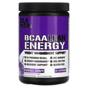 EVLution Nutrition BCAA LEAN ENERGY Furious Grape 10.9 oz (309 g) 818901020900
