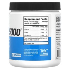 EVLution Nutrition BCAA5000 Unflavored 10.58 oz (300 g) 685450087513