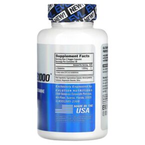 EVLution Nutrition Glutamine 1000 60 Veggie Capsules 818901028012