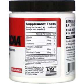 EVLution Nutrition LEANBCAA Fruit Punch 8.36 oz (237 g) 682055551128