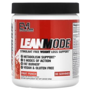 EVLution Nutrition LeanMode Stimulant Free Weight Loss Support Fruit Punch 5.40 oz (153 g) 685450088039