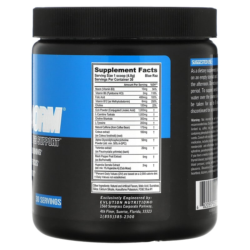EVLution Nutrition Trans4orm Blue Raz 5.10 oz (144 g) 8 Thành phần vi chất EVLution Nutrition Trans4orm Blue Raz 5.10 oz (144 g) 682055552217