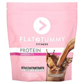 Flat Tummy Fitness Protein Drink Mix Superfruits Natural Chocolate 18.27 oz (518 g) 811909033002