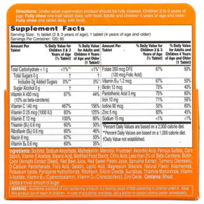 Flintstones Children's Multivitamin Supplement + Immunity Support Fruit 60 Chewable Tablets 016500086192