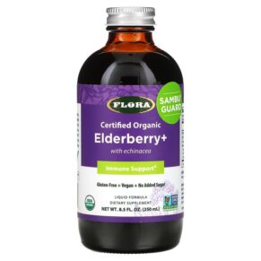 Flora Certified Organic Elderberry+ + Echinacea Immune Support 8.5 fl oz (250 ml) 061998628041