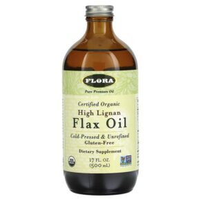 Flora Certified Organic High Lignan Flax Oil 17 fl oz (500 ml) 061998678961