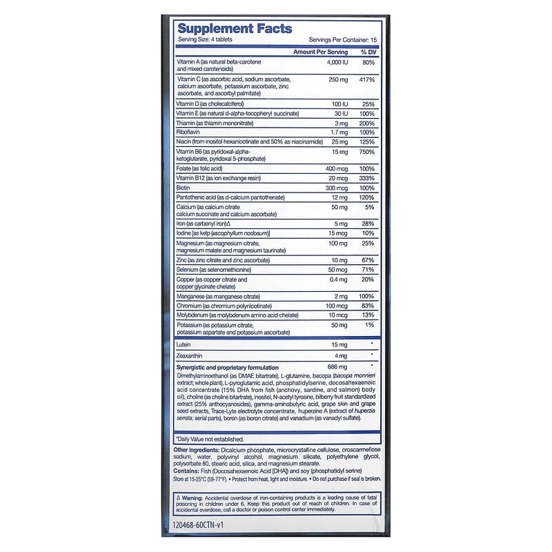 Focus Factor Brain & Vision 60 Tablets 8 Thành phần vi chất Focus Factor Brain & Vision 60 viên 855119006081