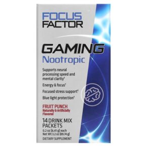 Focus Factor Gaming Nootropic Fruit Punch 14 Drink Mix gói 0.2 oz (6.41 g) 811909033682