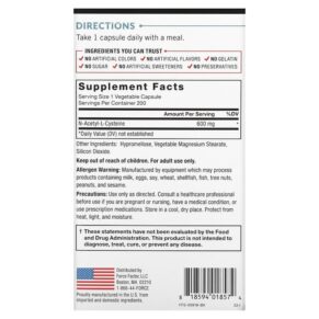 Force Factor Fundamentals NAC N-Acetyl-L-Cysteine 600 mg 200 Vegetable Capsules 818594018574