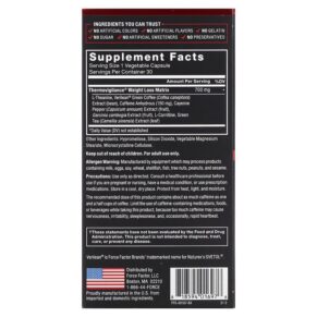 Force Factor LeanFire Fast-Acting Weight Loss Formula 30 Vegetable Capsules 818594016976