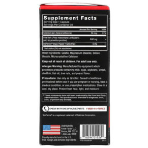 Force Factor Pine Bark 600 mg 30 Capsules 818594015269