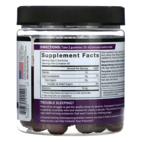 Force Factor Somnapure Gummies Melatonin Dream Berry 5 mg 120 Gummies 818594015207