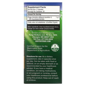 Fungi Perfecti Host Defense Chaga 60 Vegetarian Capsules 633422031828