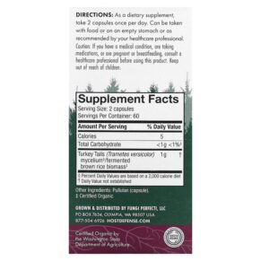 Fungi Perfecti Host Defense Host Defense Mushrooms Turkey Tail Immune Support 120 Vegetarian Capsules 633422027333