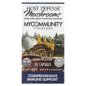 Fungi Perfecti Host Defense Hot Defense Mushrooms MyCommunity Comprehensive Immune Support 30 viên 633422038117
