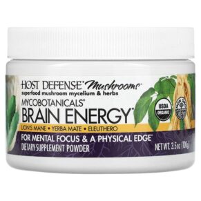 Fungi Perfecti Host Defense Mushrooms MycoBotanicals Brain Energy 3.5 oz (100 g) 633422608860