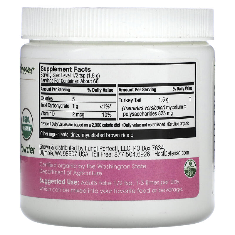Fungi Perfecti Host Defense Turkey Tail Mushroom Mycelium Powder Immune Support 3.5 oz (100 g) 8 Thành phần vi chất Fungi Perfecti Host Defense Turkey Tail Mushroom Mycelium Powder Immune Support 3.5 oz (100 g) 633422477718