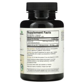 Futurebiotics Vitamin K2 + D3 with Vitamin K2 as MK-7 120 Capsules 049479500703