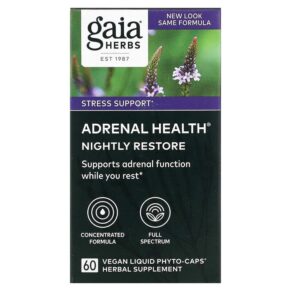 Gaia Herbs Adrenal Health Nightly Restore 60 viên 751063149389