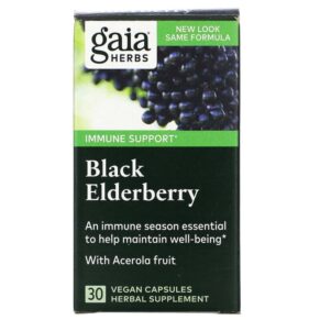 Gaia Herbs Black Elderberry + Acerola Fruit 30 viên 751063403726
