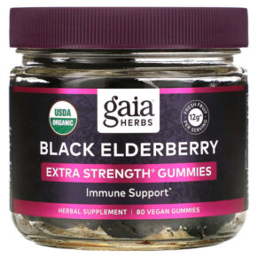 Gaia Herbs Black Elderberry Extra Strength Immune Support 80 viên 751063151467