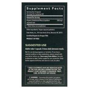 Gaia Herbs Gelatinized Peruvian Maca Root 60 Vegan Capsules 751063997539