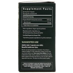 Gaia Herbs Reishi Mushroom 40 Vegan Capsules 751063151764